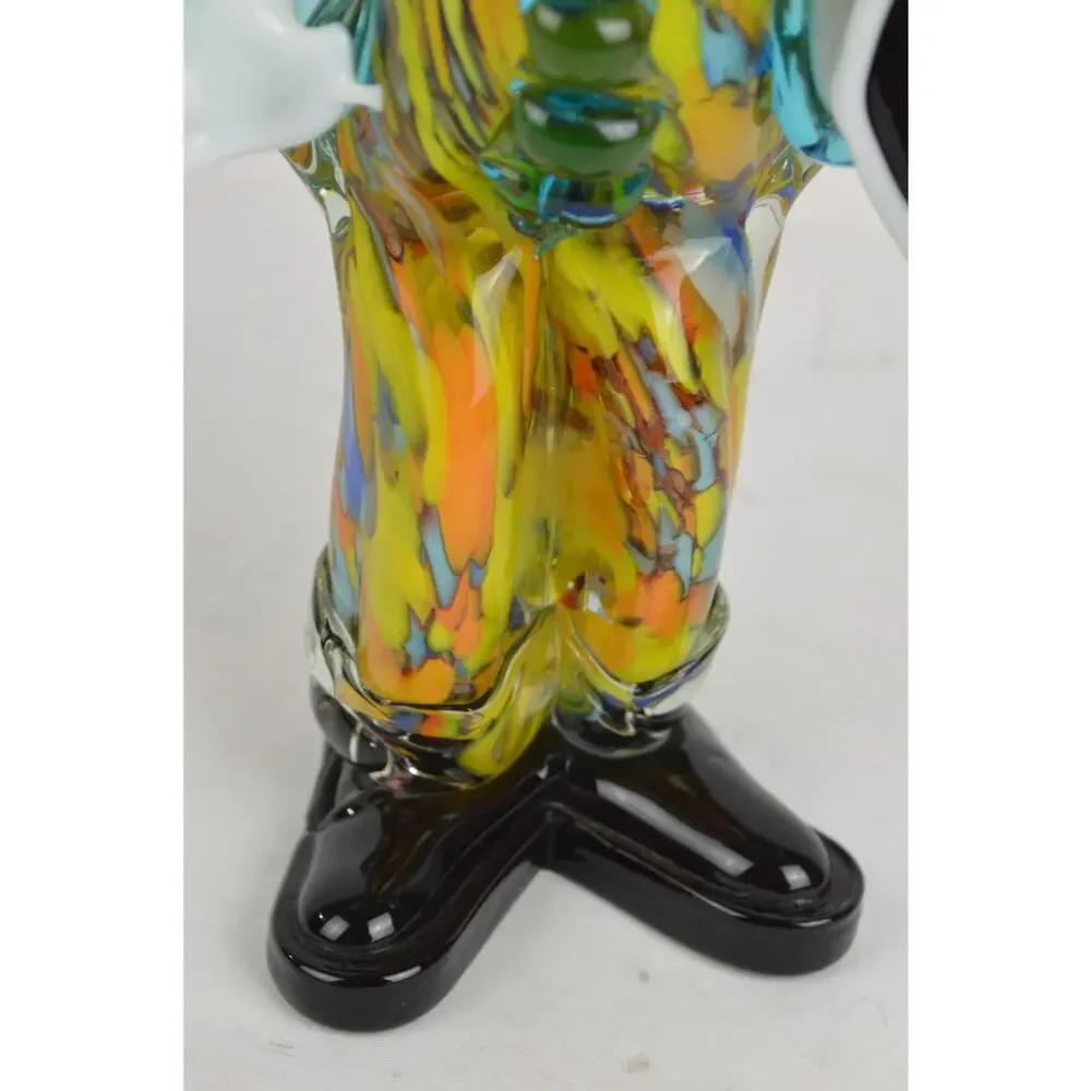 Vintage Murano Italian Hand Blown Art Glass Clown Figurine w/ Tambourine